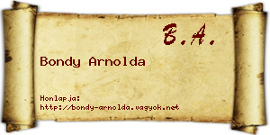Bondy Arnolda névjegykártya